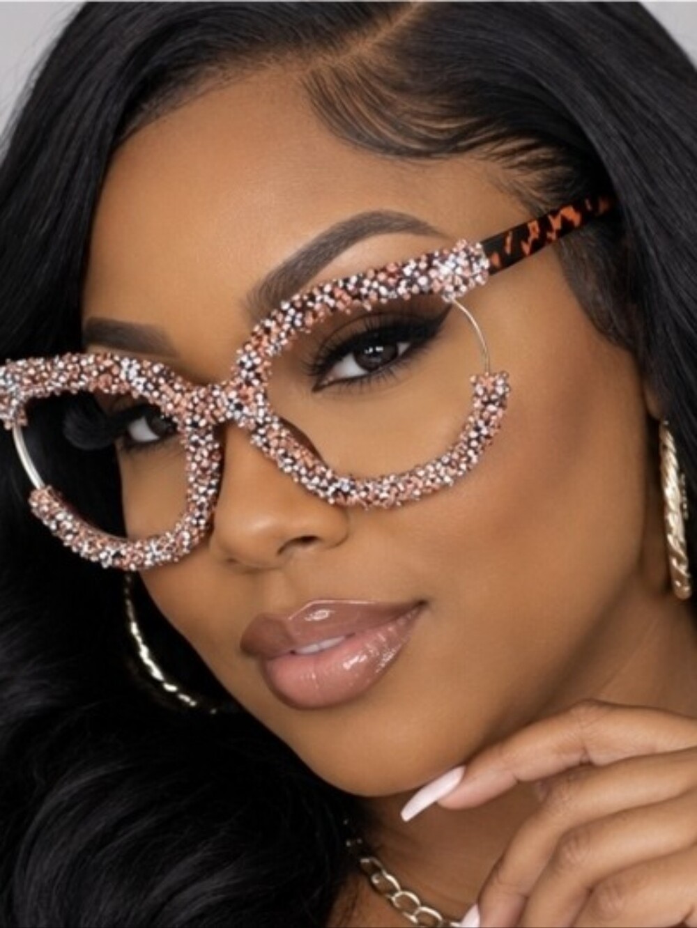 NEW Tortoiseshell Gem Oversize Round Fashion Glasses